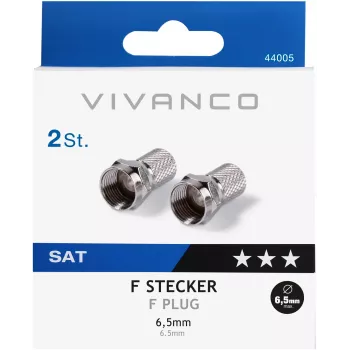 Vivanco F-liitin 6.5 mm kaapelille, 2 kpl (VVSATADAPTF65MM2P)