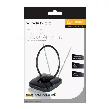 Vivanco VVTV2ANTCIRCLE sisäantenni DVB-T/T2-, DAB/DAB+- ja FM-radiolle, musta