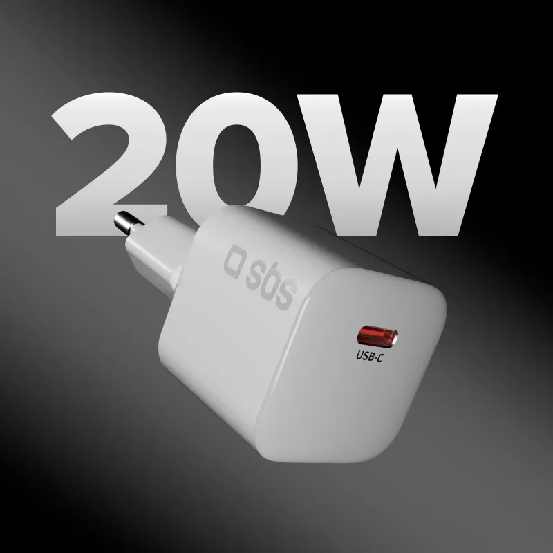 SBS 20W USB-C PD -seinälaturi - valkoinen