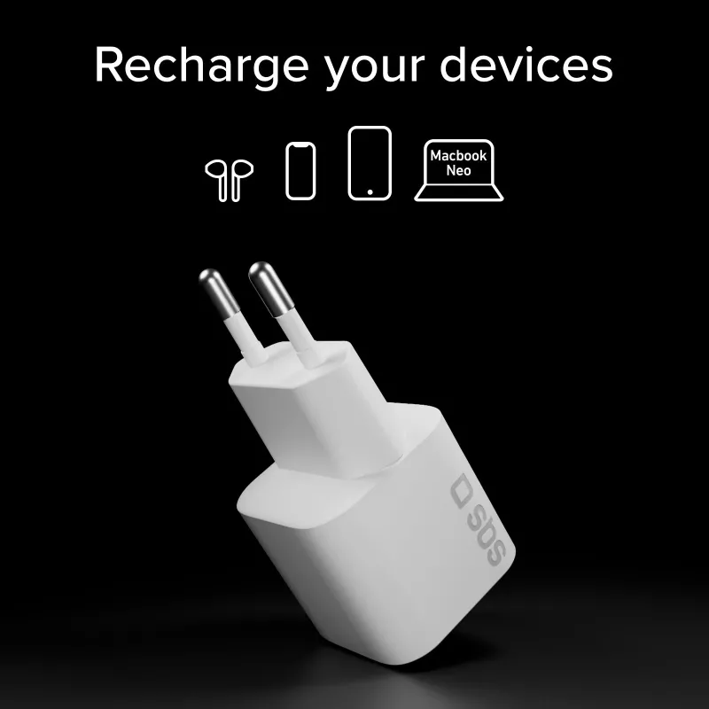 SBS 20W USB-C PD -seinälaturi - valkoinen
