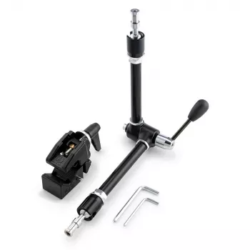Manfrotto 143R nivelletty Magic Arm -varsi kamerapidikkeellä, 3 kg kantavuus, alumiini, musta