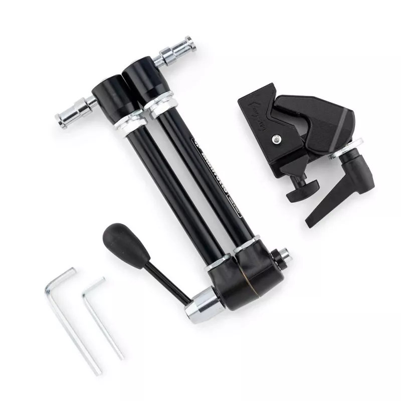 Manfrotto 143R nivelletty Magic Arm -varsi kamerapidikkeellä, 3 kg kantavuus, alumiini, musta