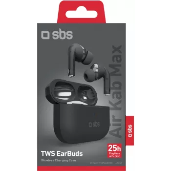 SBS Air Kab Max TWS-nappikuulokkeet langattomalla latauskotelolla, musta (TEEARTWSPMAXBTK)