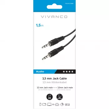 Vivanco äänikaapeli 3.5 mm – 3.5 mm 1.5 m (VVAJACK15MMK)