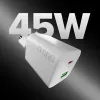 STEP BY STEP SBS 45W USB-C + USB-A seinälaturi valkoinen 1,5 m USB-C-kaapelilla