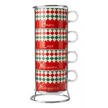 Bialetti 4 Cappuccio Tricolore liesimaitovaahdotin, 160 ml, manuaalinen mäntä, italialainen Tricolore