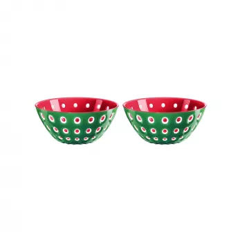 Guzzini Le Murrine 2 kpl kulhosarja 12 cm smaragdinvihreä/valkoinen/punainen