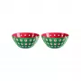 Guzzini Le Murrine 2 kpl kulhosarja 12 cm smaragdinvihreä/valkoinen/punainen