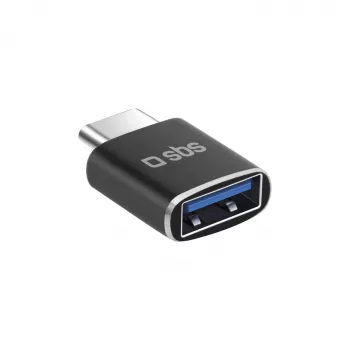 SBS USB-C - USB-A sovitin, USB 3.0, 5Gbps, OTG, 3A lataus, alumiini, musta