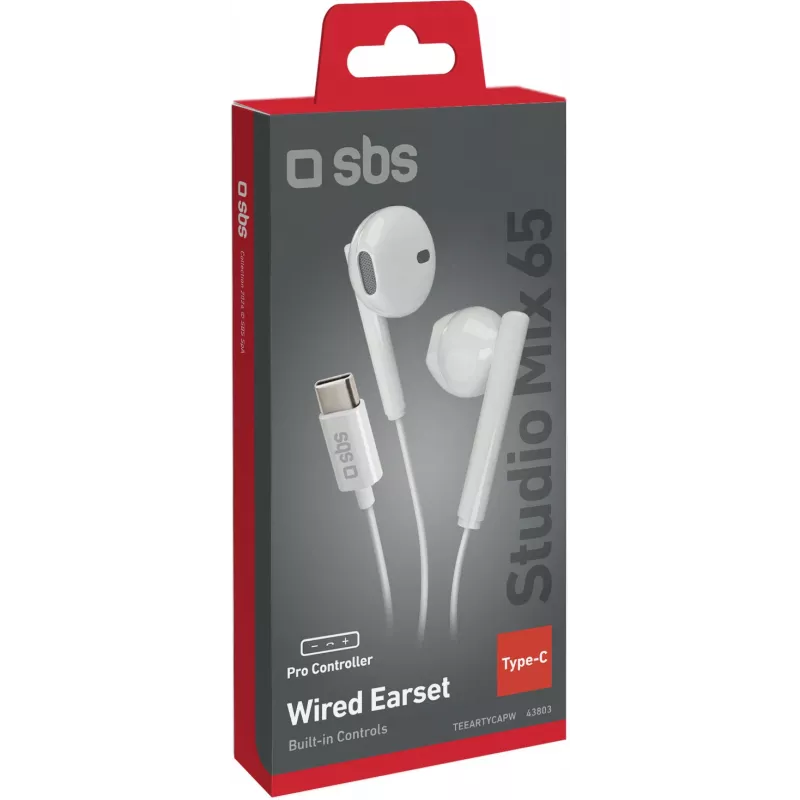 SBS Studio Mix 65c langalliset USB-C-kuulokkeet, valkoinen (TEEARTYCAPW)