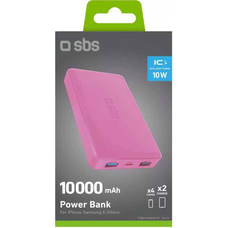 SBS TTBB10000FASTP 10000mAh varavirtalähde, pinkki