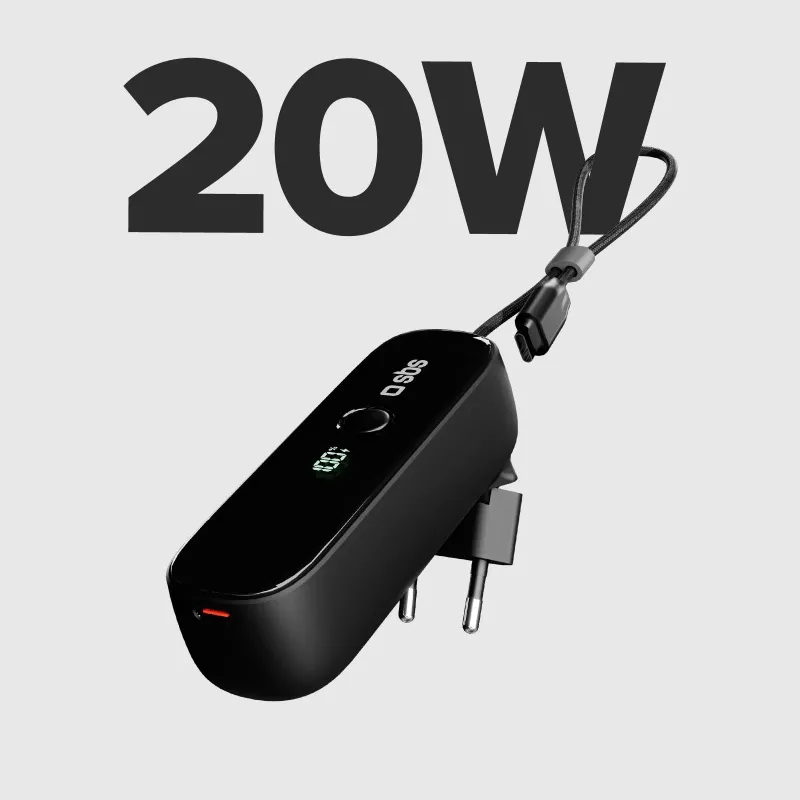 SBS TETRBB5000PD20 5000 mAh 20W Power Delivery varavirtalähde musta