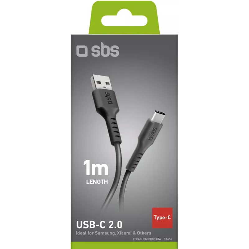 USB–USB-C-kaapeli SBS 1 m, musta (TECABLEMICROC10K)