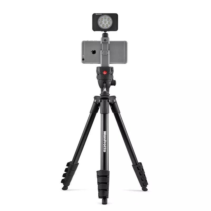 Manfrotto MTWISTGRIP yleinen älypuhelinpidike Twist-Lockilla, alumiini, musta/harmaa