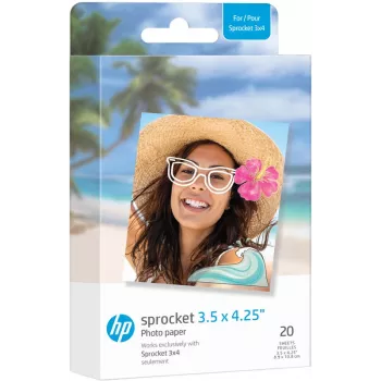 HP ZINK valokuvapaperi 3,5 x 4,25 tuumaa kiiltävä, itseliimautuva, 20 arkkia HP Sprocketille