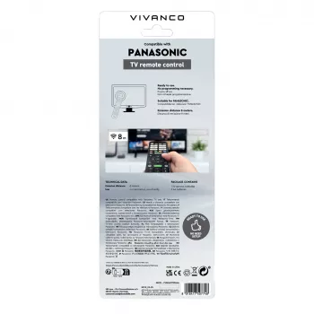 Vivanco VVREMOTEPANA universaali kaukosäädin Panasonic-TV:ille – esiohjelmoitu, IR, musta
