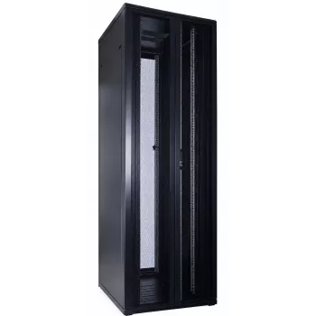 DSIT 47U 19 inch palvelinräkkikaappi rei'itetyillä kaksoisovilla edessä ja takana, 800x1000x2250 mm, musta