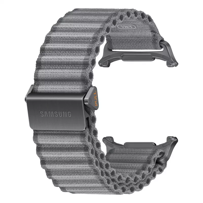 Samsung Trail -ranneke Galaxy Watch Ultra & Ultra2, harmaa, kudottu nylon, M/L