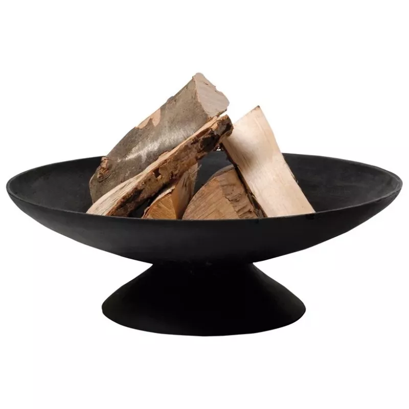 Fire Bowl L valurautainen tulisija ulkokäyttöön, 60 cm pyöreä, puulle & puuhiilelle, musta