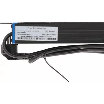 DSIT DS-8PDU-PE 19 tuuman kehikko-PDU, 8 Schuko-pistorasiaa, 16A, 2 m kaapeli, musta