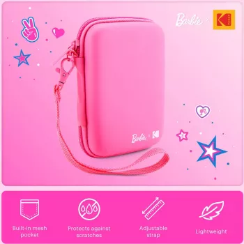 Kodak x Barbie EVA-suojakotelo irrotettavalla hihnalla ja verkkotaskulla Printomatic- ja Step Slim -kameroille, roosa (RODBCEPK)