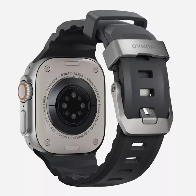 NOMAD Rocky Point ranneke Apple Watch 46mm/49mm musta-hopea