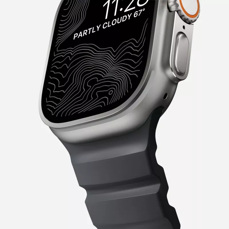 NOMAD Rocky Point ranneke Apple Watch 46mm/49mm musta-hopea