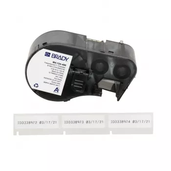BRADY M4-124-490 B-488 erittäin tarttuva polyesteritarra rulla BMP41/BMP51/BMP53/M511, valkoinen, 38,1 mm x 4,87 m