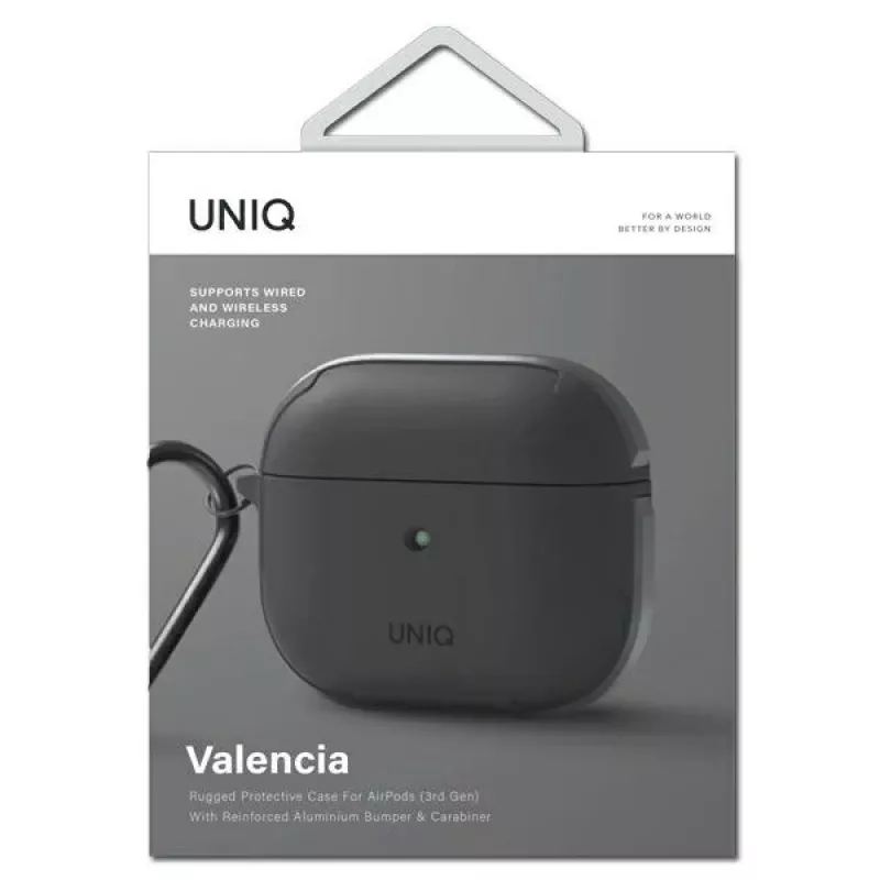 UNIQ Valencia antibakteerinen kuori AirPods 3. sukupolvelle, harmaa