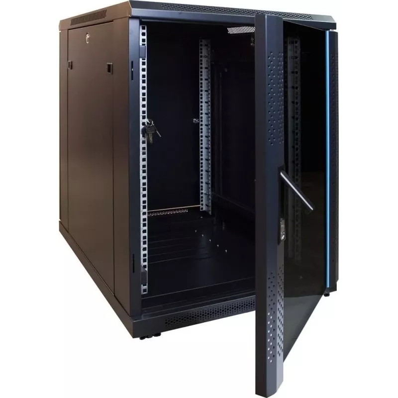 DSIT DS6815 15U 600x800 mm seinäasennettava palvelinkaappi lasiovella, vaaleanharmaa