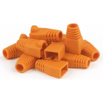 DSIT Danicom RJ45-suojus oranssi, 10 kpl:n pakkaus – vedonpoisto ilman koukkua Ethernet-kaapeleille