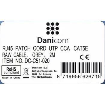 DSIT CAT 5e U/UTP verkkokaapeli, 2 m, harmaa, CCA