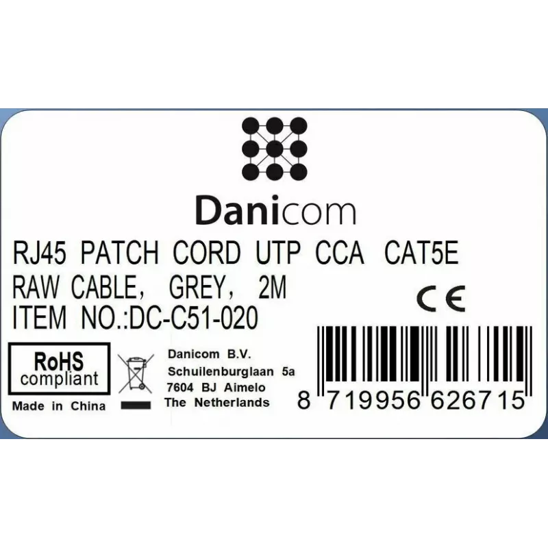 DSIT CAT 5e U/UTP verkkokaapeli, 2 m, harmaa, CCA