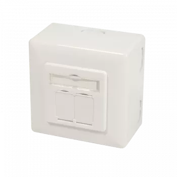DSIT pinta-asennettava Cat. 6a suojattu kaksinkertainen RJ45-rasia, norsunluu