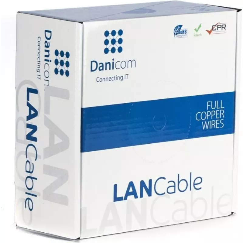 DSIT DANICOM CAT6A UTP 50m ulkokaapeli jäykällä johtimella, PE-vaipalla (Fca) - musta