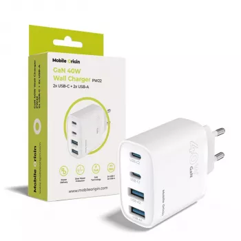 Mobile Origin 40W GaN-laturi PW22 2x USB-C + 2x USB-A