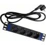 DSIT DS10-4PDU 10 inch rack-asennettava virranjakoyksikkö, 4 Schuko-pistorasiaa, 16A, musta