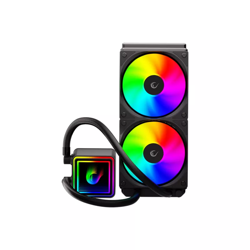 Rampage INFINITE V240 ARGB 240 mm neste-CPU-jäähdytin lämpötilanäytöllä, musta