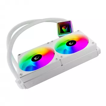 Rampage INFINITE V240 valkoinen 240 mm ARGB AIO neste-CPU-jäähdytin lämpötilanäytöllä