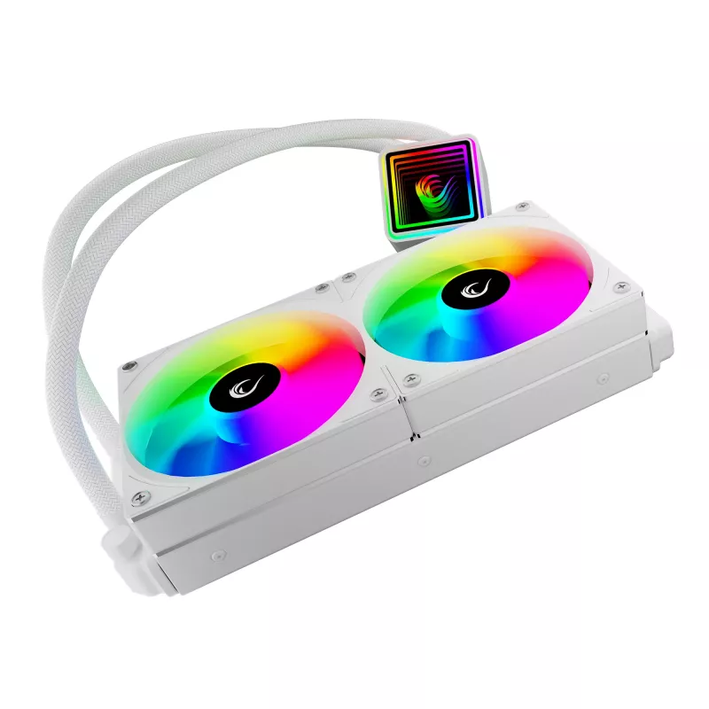 Rampage INFINITE V240 valkoinen 240 mm ARGB AIO neste-CPU-jäähdytin lämpötilanäytöllä