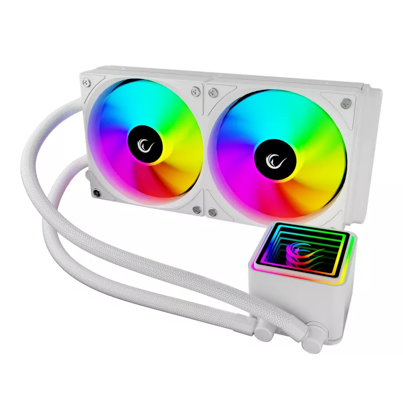 Rampage INFINITE V240 valkoinen 240 mm ARGB AIO neste-CPU-jäähdytin lämpötilanäytöllä