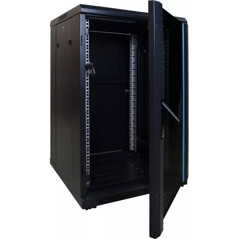 DSIT DS6618 18U 19 tuuman palvelinkaappi lasiovella, 600x600x1000 mm, musta