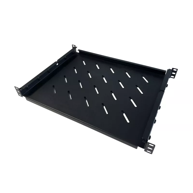 DSIT DS-FO96 19 tuuman yleinen kiinteä hylly 1U, säädettävä syvyys 710-950 mm, musta