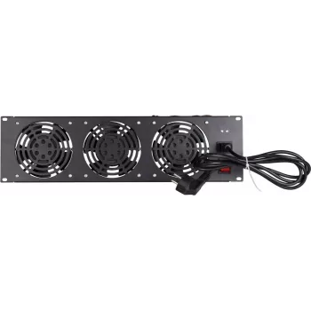 DSIT DS-FAN3FRONT 3U räkkikiinnitteinen tuuletinyksikkö 3 tuulettimella 19 tuuman räkkeihin, musta