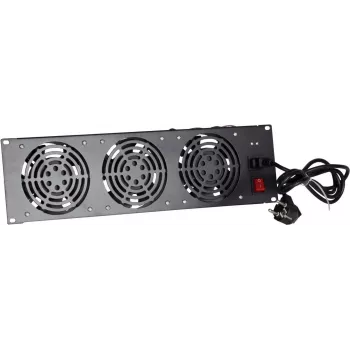 DSIT DS-FAN3FRONT 3U räkkikiinnitteinen tuuletinyksikkö 3 tuulettimella 19 tuuman räkkeihin, musta