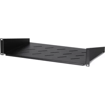 DSIT DS-FH2U300 2U kiinteä räkkihylly 450 mm syville seinäkaapeille, 300 mm syvyys, musta