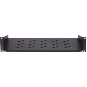 DSIT DS-FH2U300 2U kiinteä räkkihylly 450 mm syville seinäkaapeille, 300 mm syvyys, musta