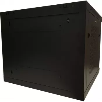 DSIT DS6609ZP 9U 19 tuuman seinäkiinnitteinen palvelinkotelo lasiovella ja rei'itetyillä sivuseinillä, 600x600x501 mm, musta