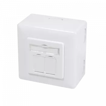 DSIT CAT5e UTP/STP pinta-asennettava seinäliitäntärasia, valkoinen, 1x RJ45, suojattu, LSA+ liitäntä
