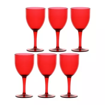 ROSE&TULIPANI FIABA 6 kpl:n sarja akryylisiä viinilaseja 400 ml, punainen